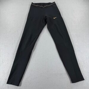 Nike Pro‎ Hyperwarm Thermal Leggings Womens XS Black Gold Running